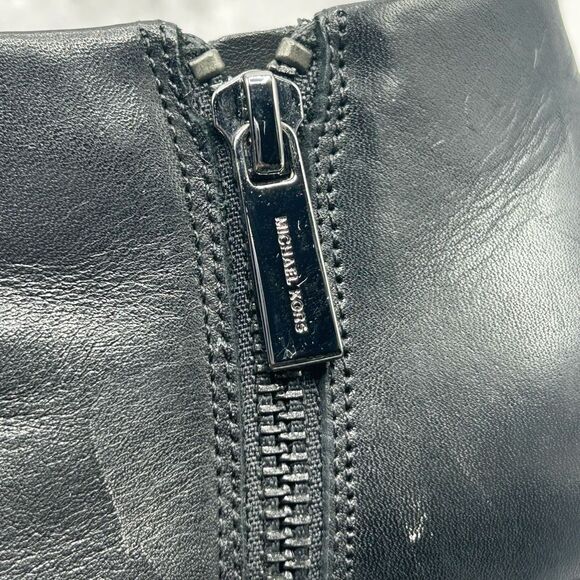 Michael Kors Paloma Black Bootie Boots Size 6.5 M Leather Block Heels Pointed - Picture 9 of 16